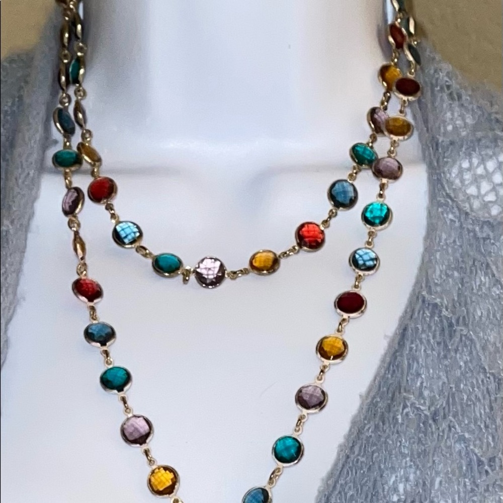 Anne Klein 40" Gold w/ multi faceted stones